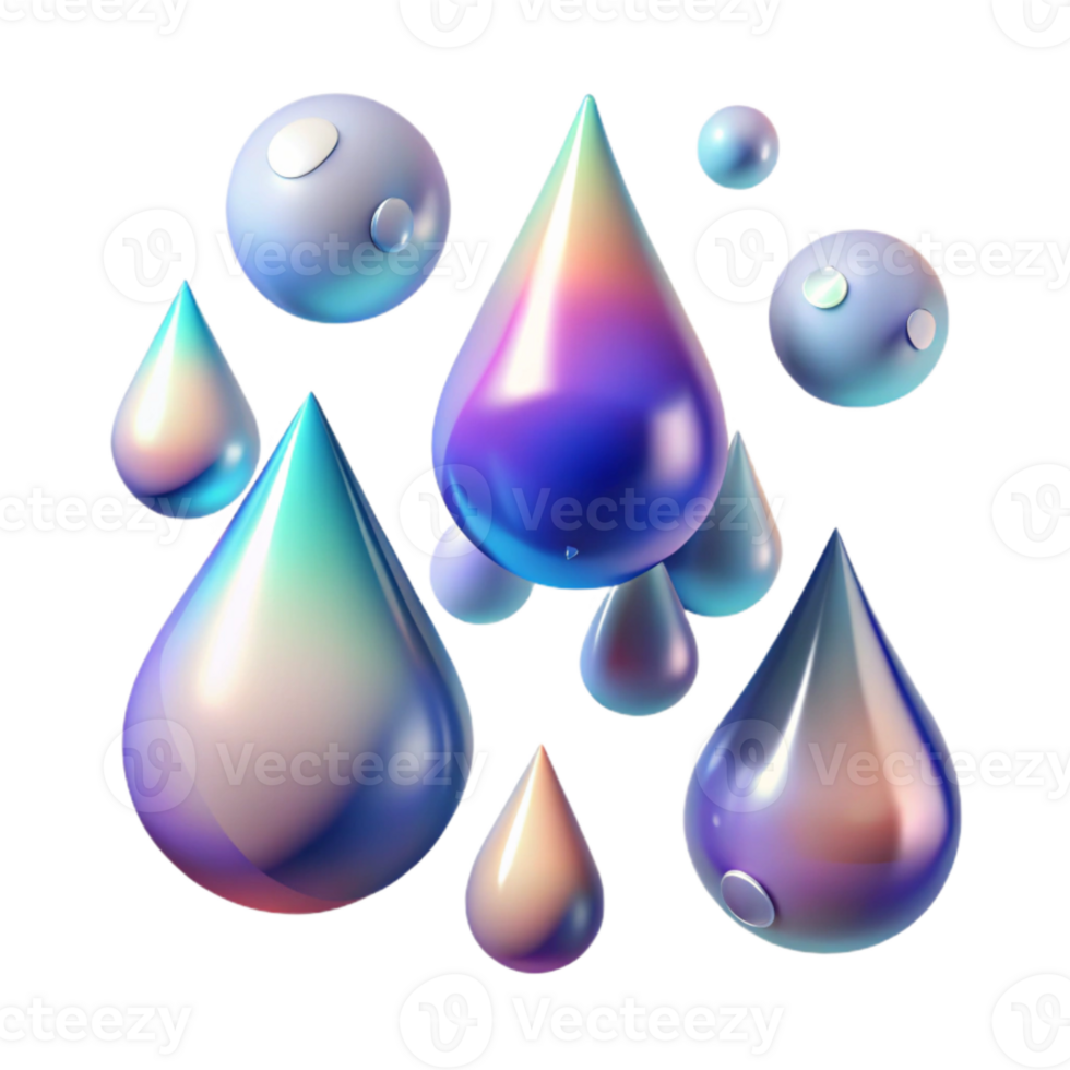 serene minimalist Rain Drops with Gradient Effect Isolated Transparent Background authentic png