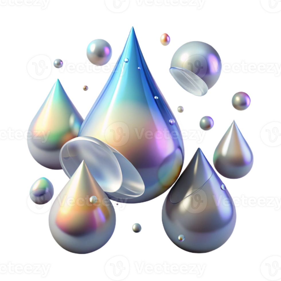 vibrant abstract Rain Drops with Light Reflection Isolated Transparent Background authentic png