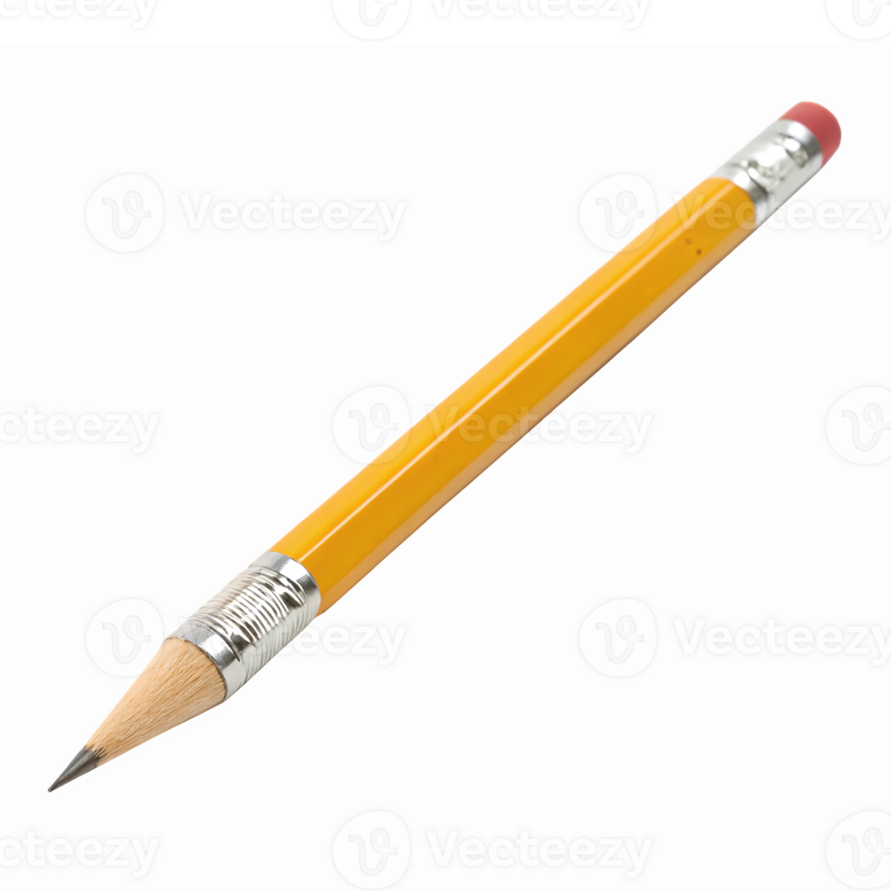 Realistic Yellow Pencil with Eraser Isolated on Transparent Background for Creative Projects png