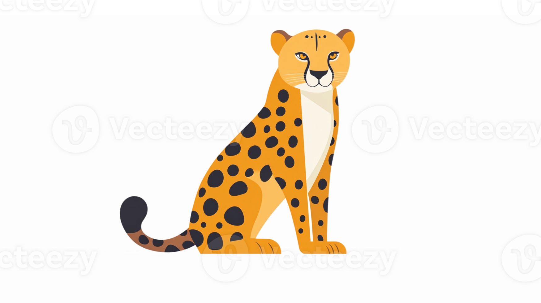 Colorful Cheetah Sitting Illustration with Transparent Background for Wildlife Themes png