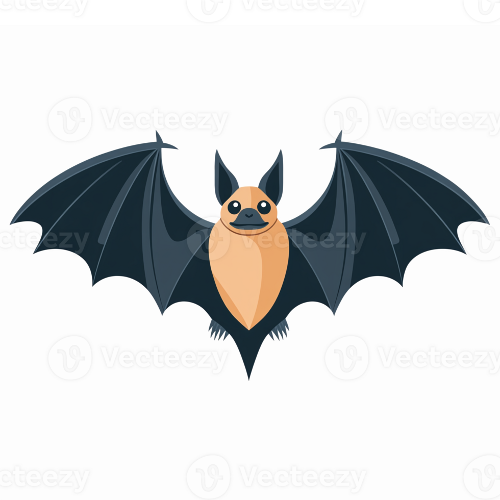 Colorful Cartoon Bat with Outstretched Wings on Transparent Background for Halloween and Education png
