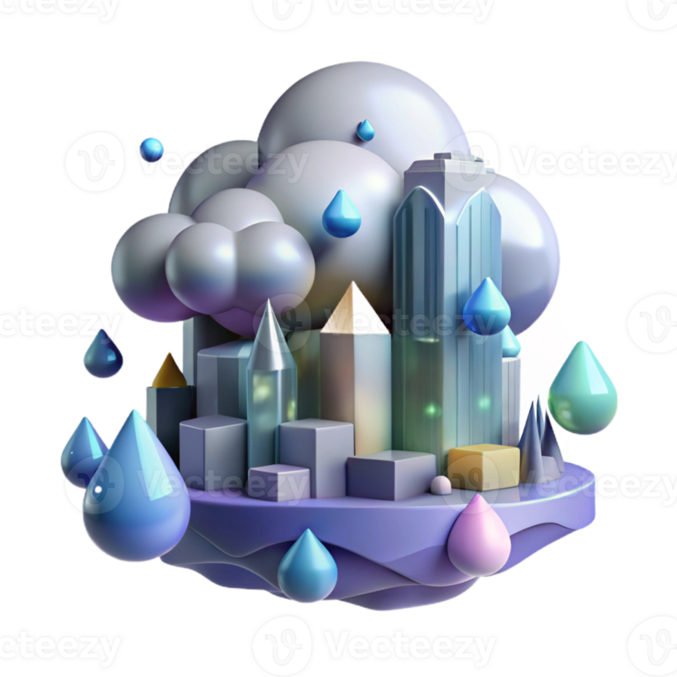 impressive artistic Rain on City Skyline Cutout Isolated authentic png