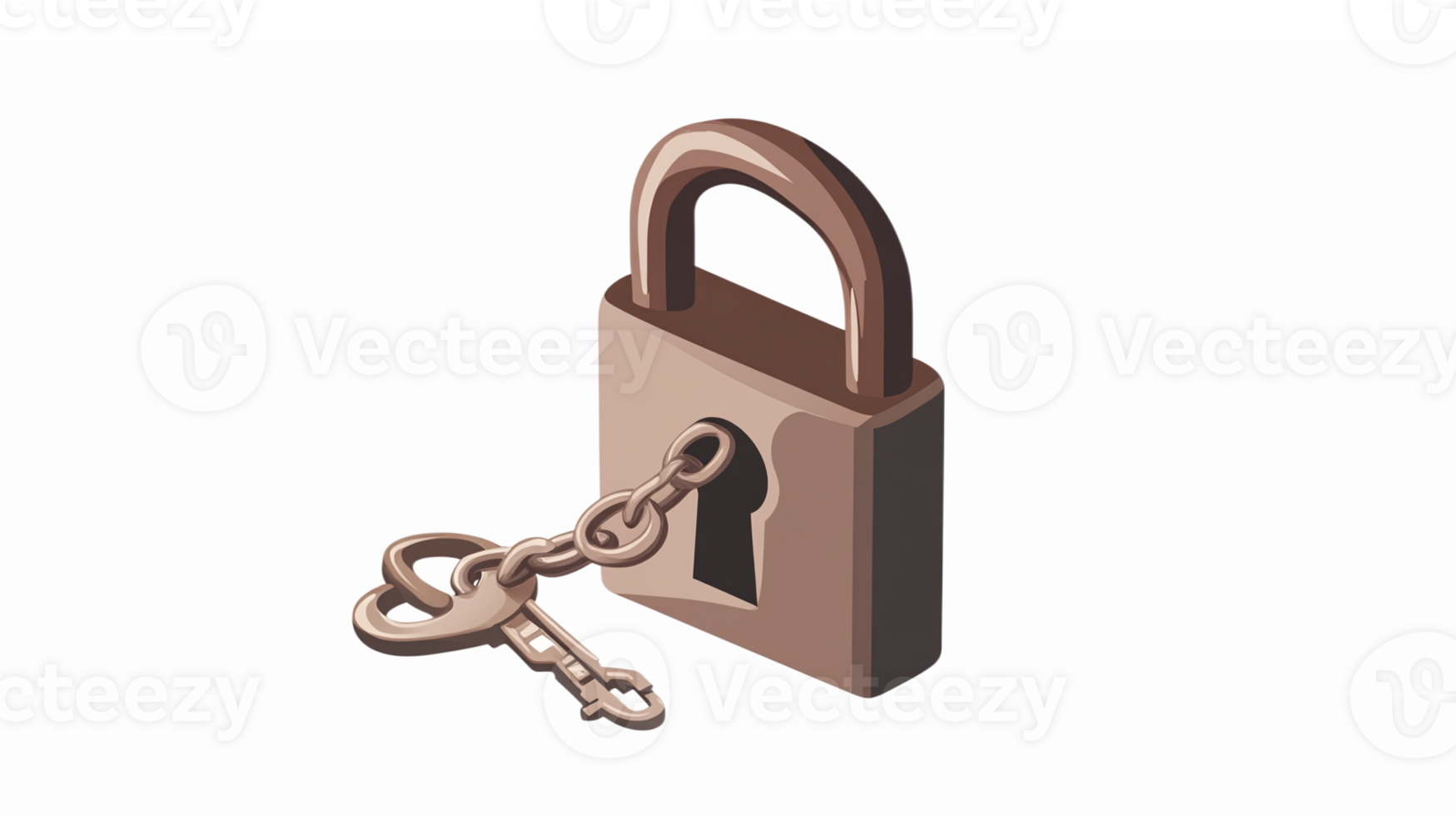 3D Lock and Key Illustration Representing Security Protection and Access Control Concepts png
