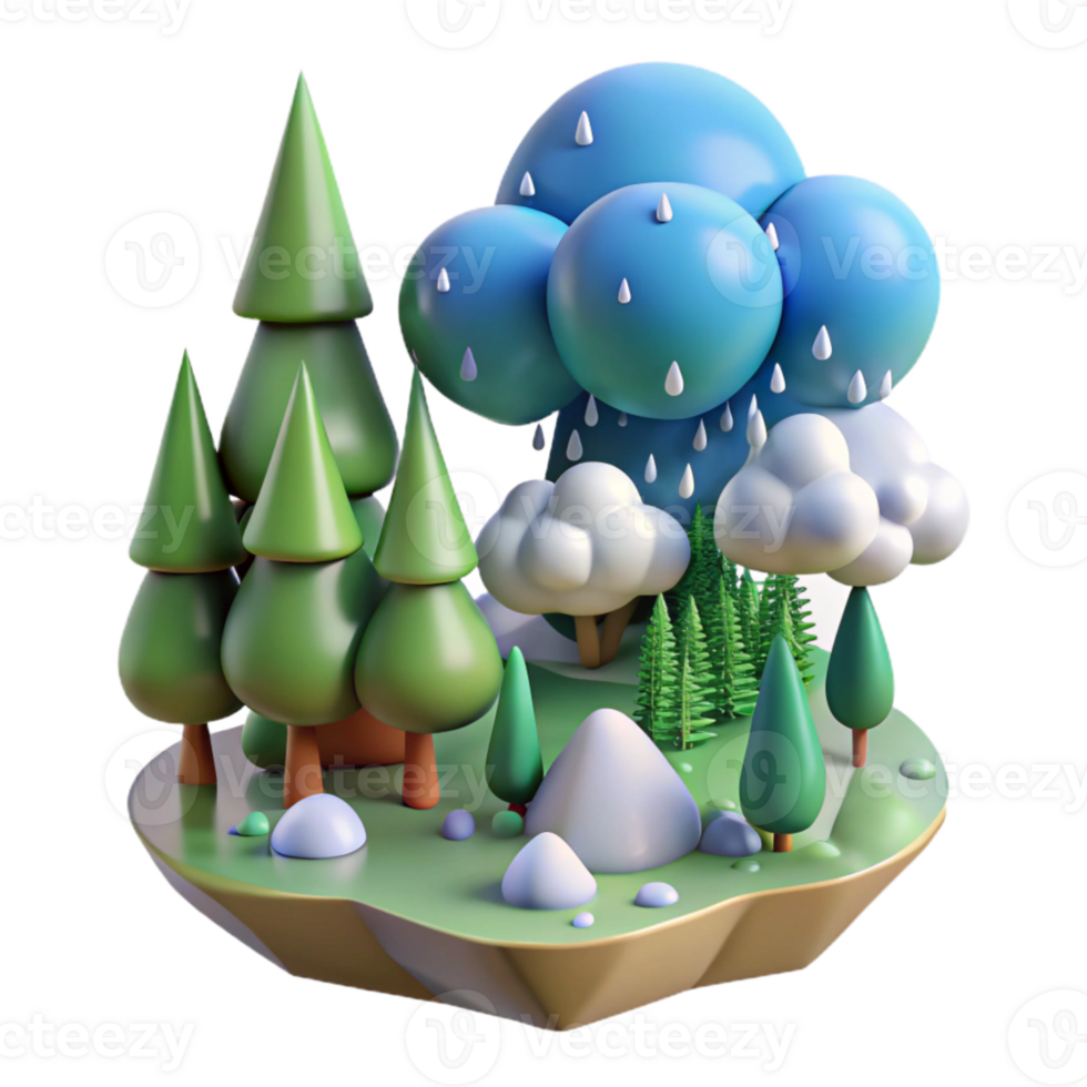 elegant traditional Rain on Forest Scene Cutout Isolated high quality png