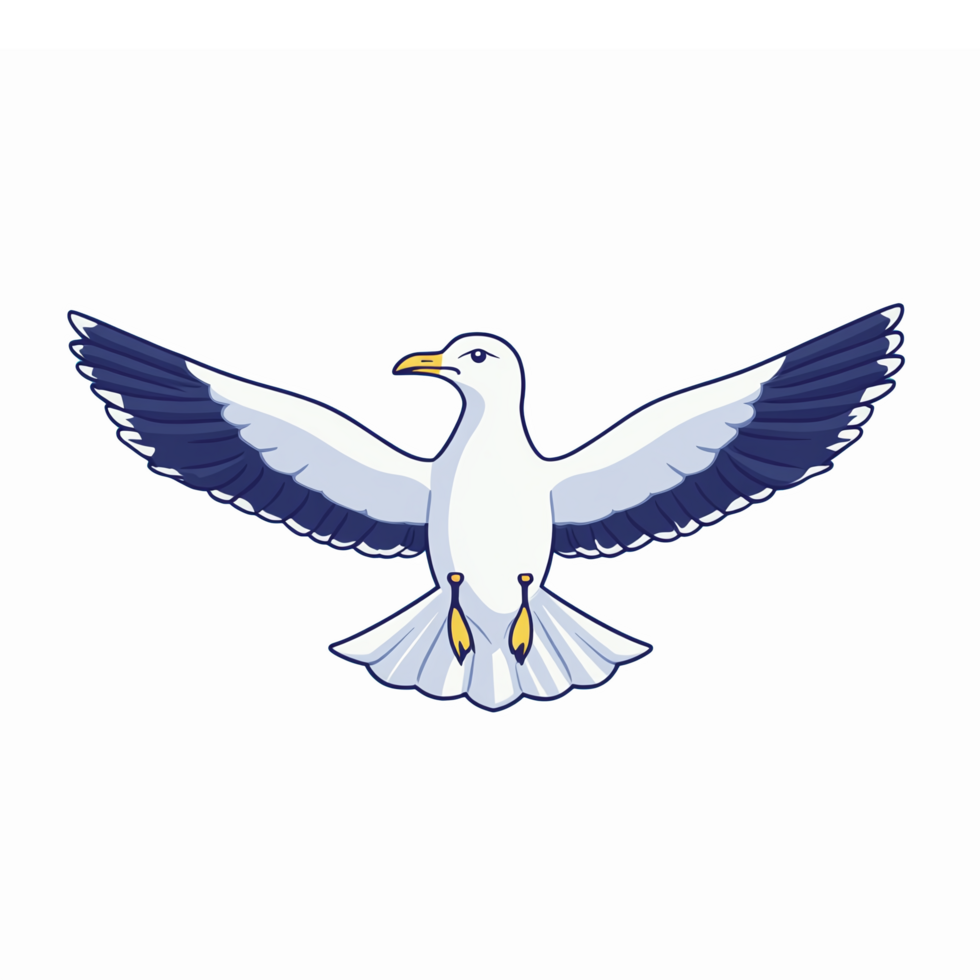 Elegant Seagull in Flight with Open Wings on Transparent Background for Coastal Designs png