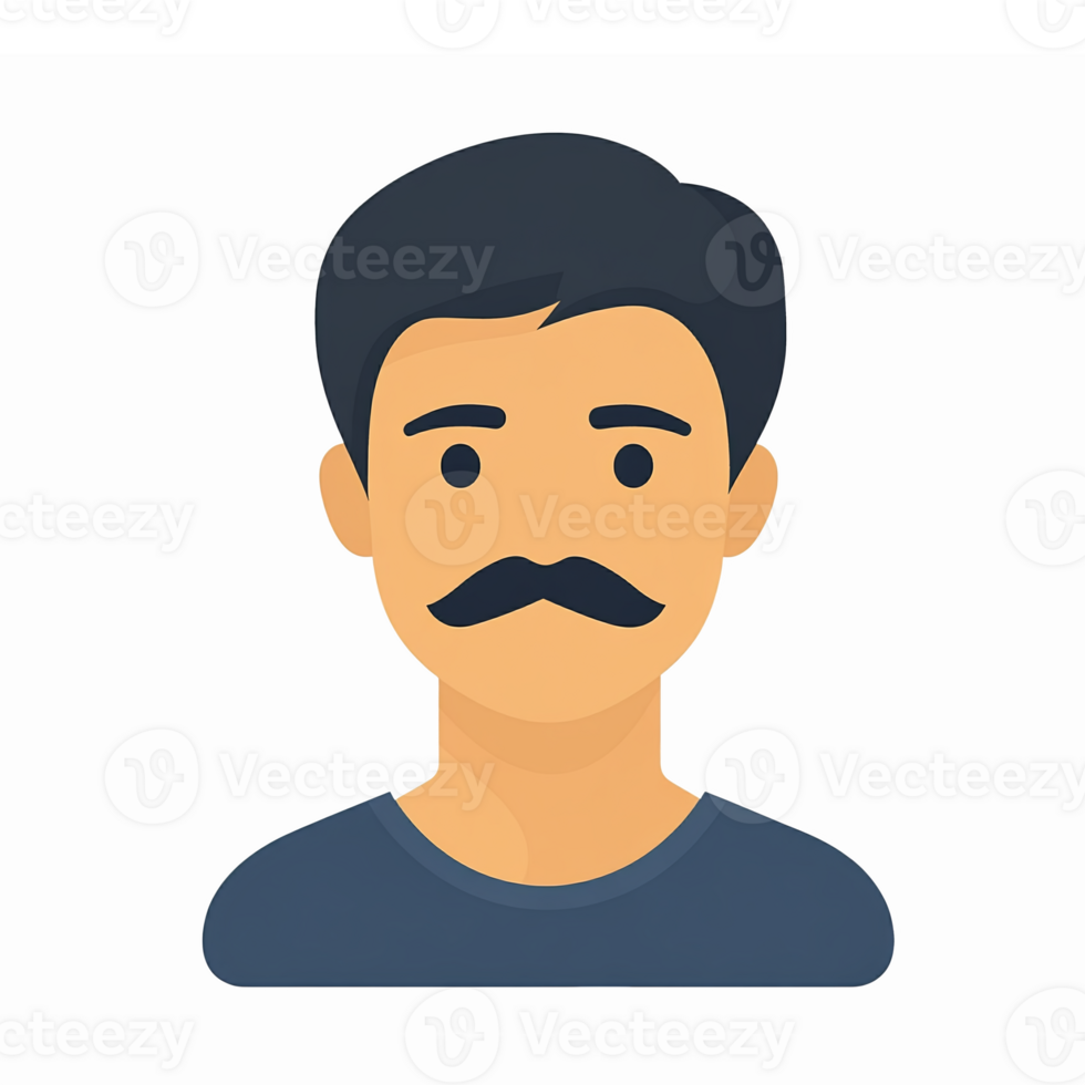 Handsome Young Man with Mustache Illustration for Personal and Commercial Use png
