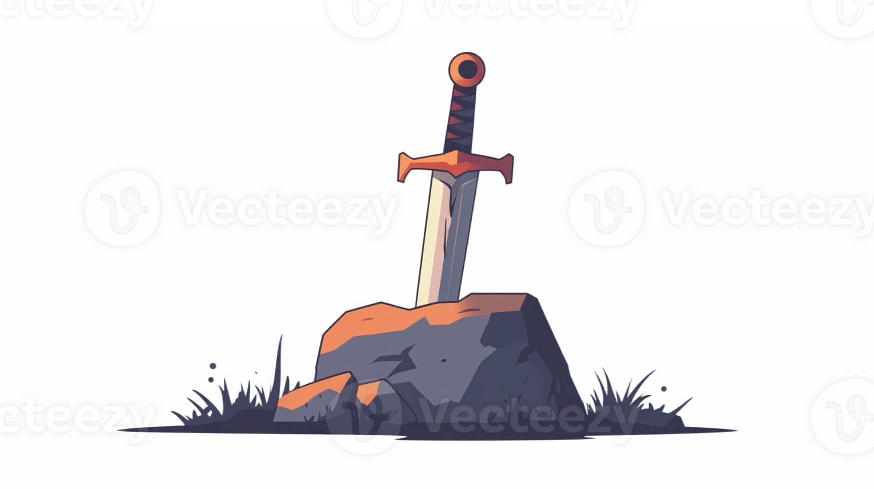 Sword in Stone Illustration Symbolizing Strength Adventure and Fantasy Themes png
