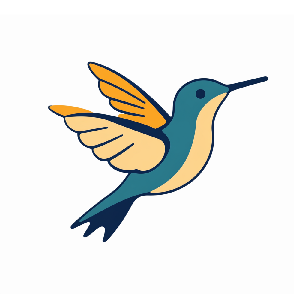 Vibrant Hummingbird Illustration with Colorful Wings on Transparent Background png