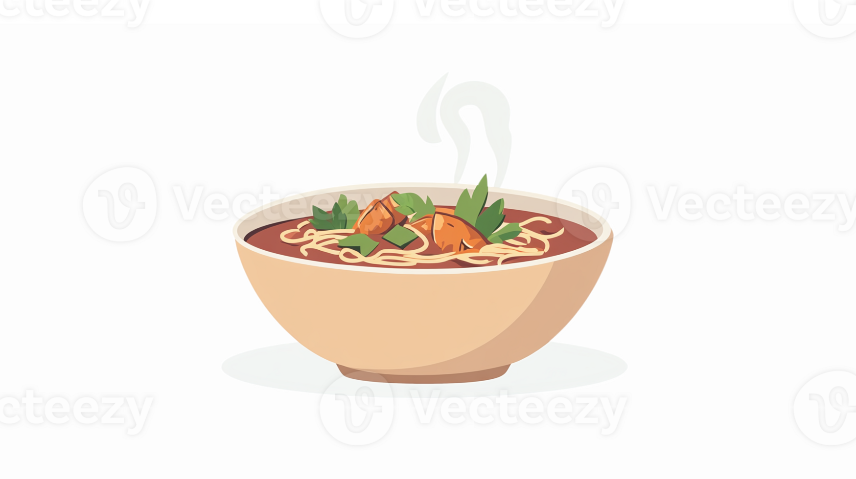 Delicious Noodle Soup with Fresh Vegetables and Steaming Broth in a Bowl png