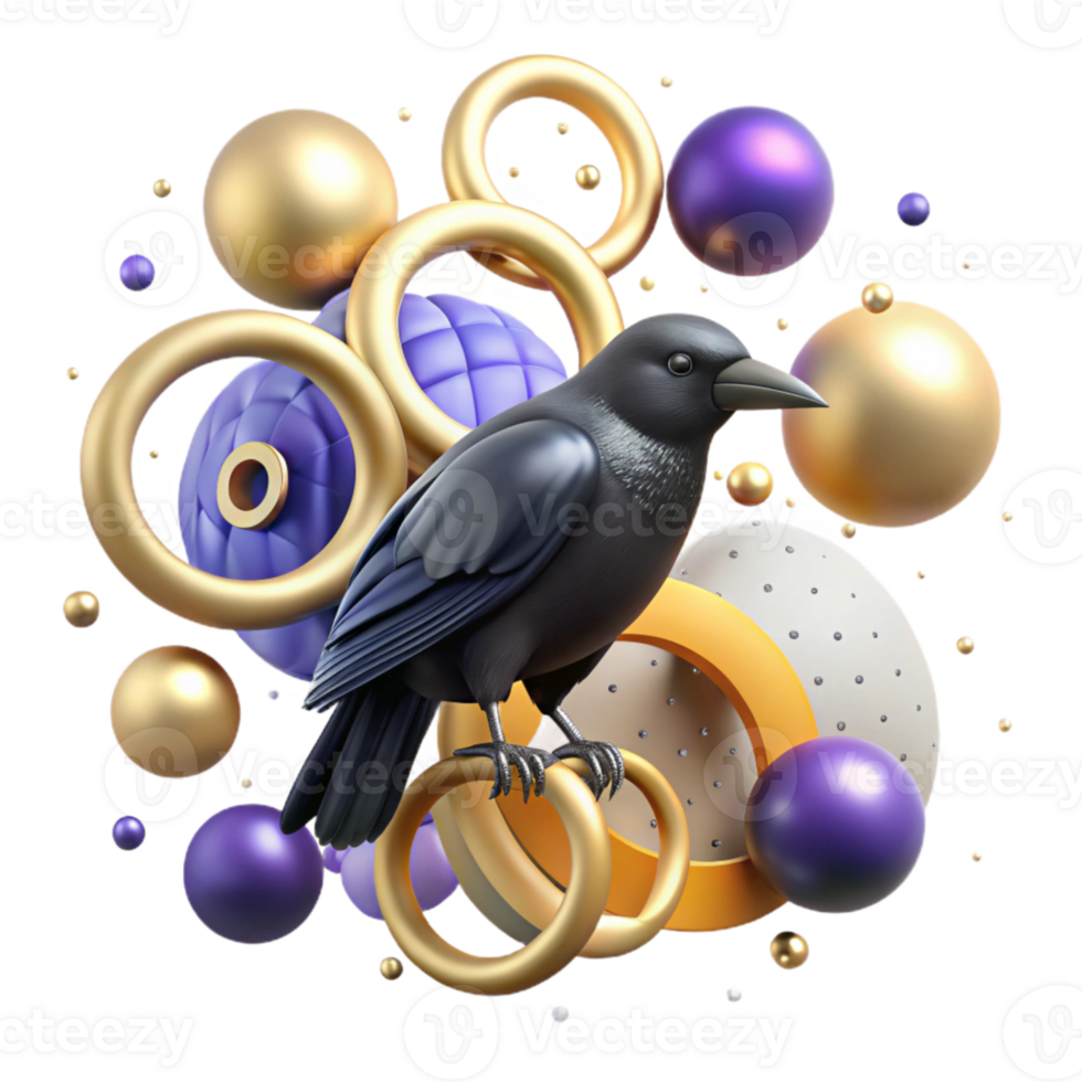impressive contemporary Raven Black Linked Circles Design Cutout professional png