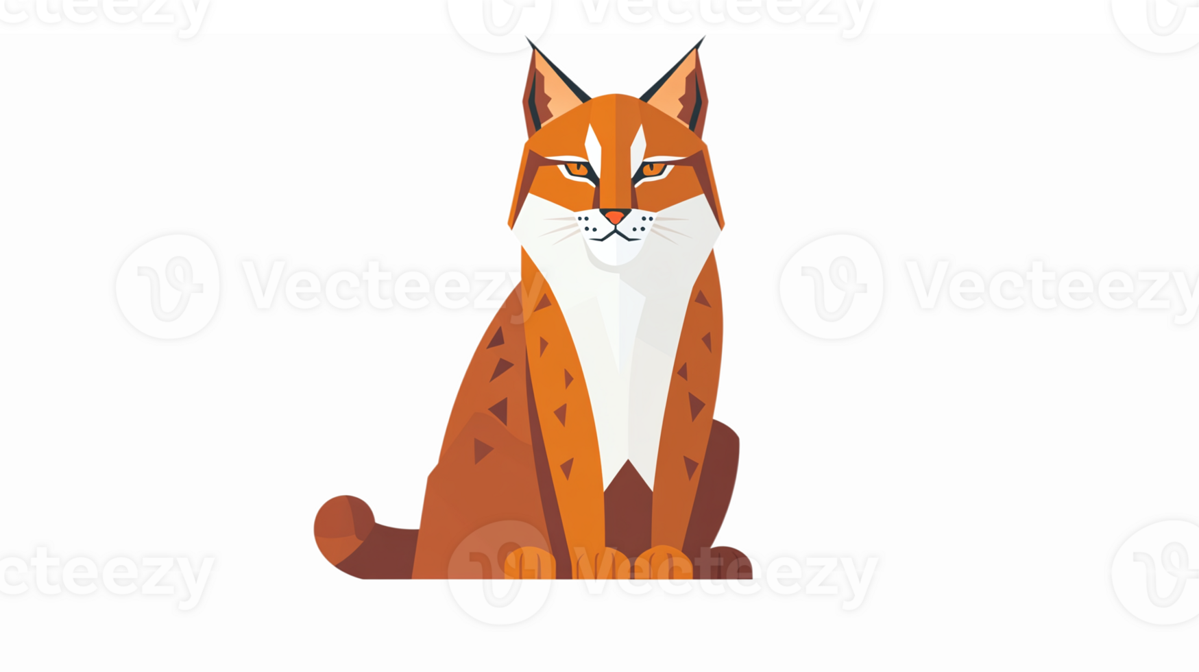 Stylized Orange Bobcat Illustration with Transparent Background for Wildlife and Pet Projects png