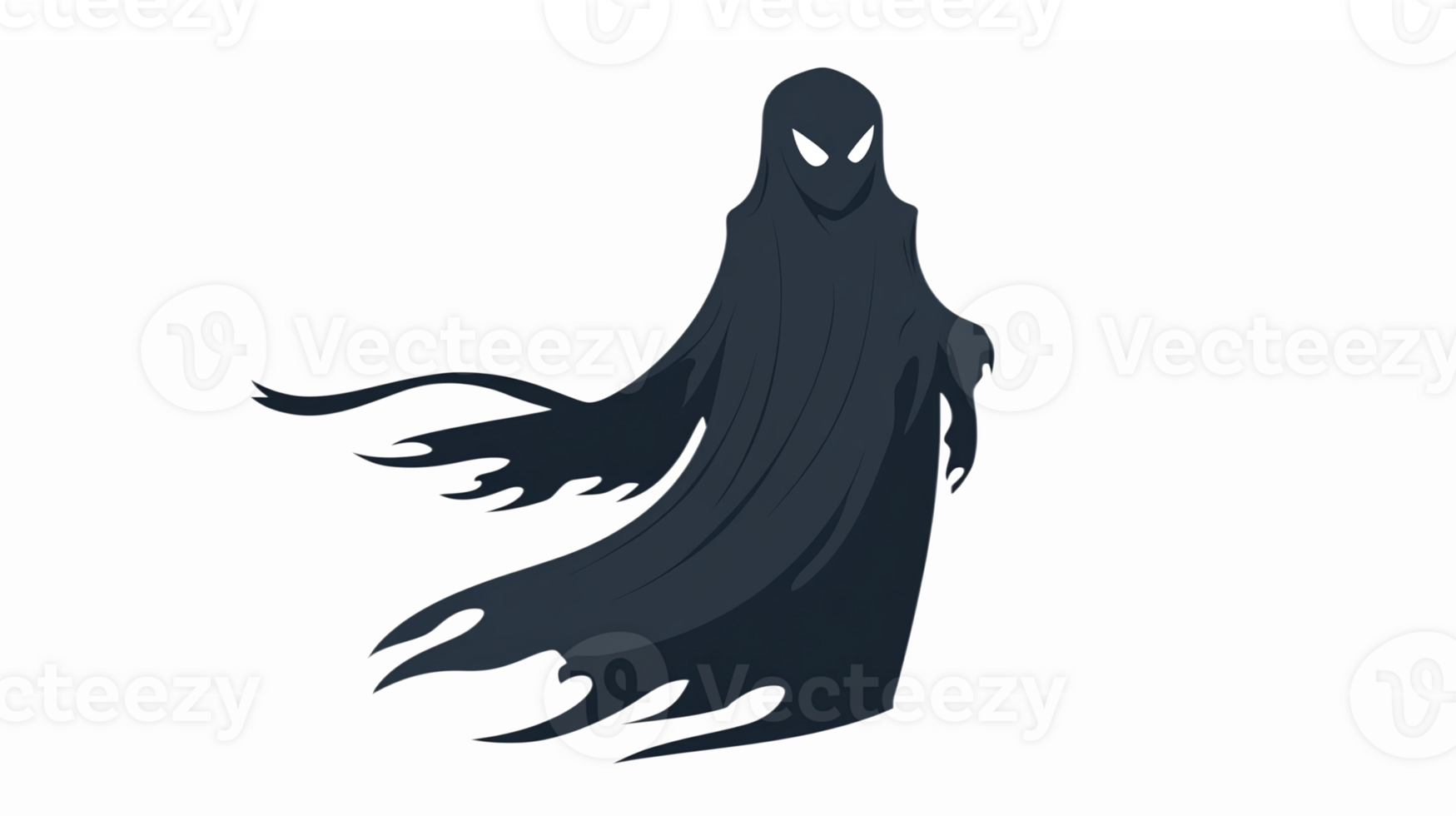 Mysterious Shadowy Figure with Intriguing White Eyes for Spooky Themes and Graphics png