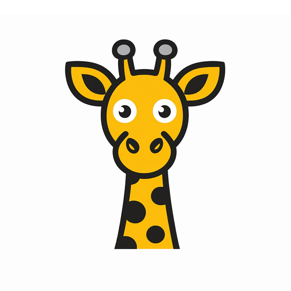Cute Cartoon Giraffe Character with Big Eyes and Playful Expression on Transparent Background png