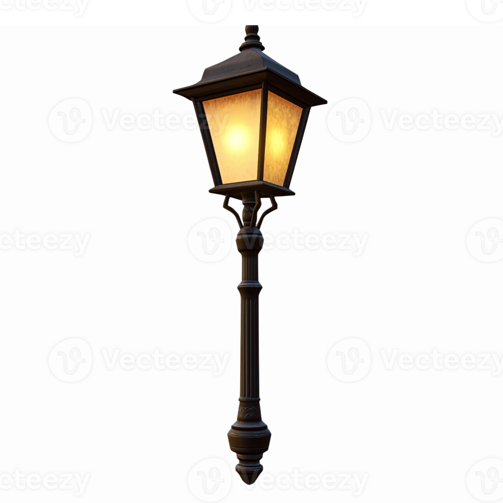 Elegant Street Lantern with Warm Glow for Urban Nightscapes and Decorative Lighting Projects png