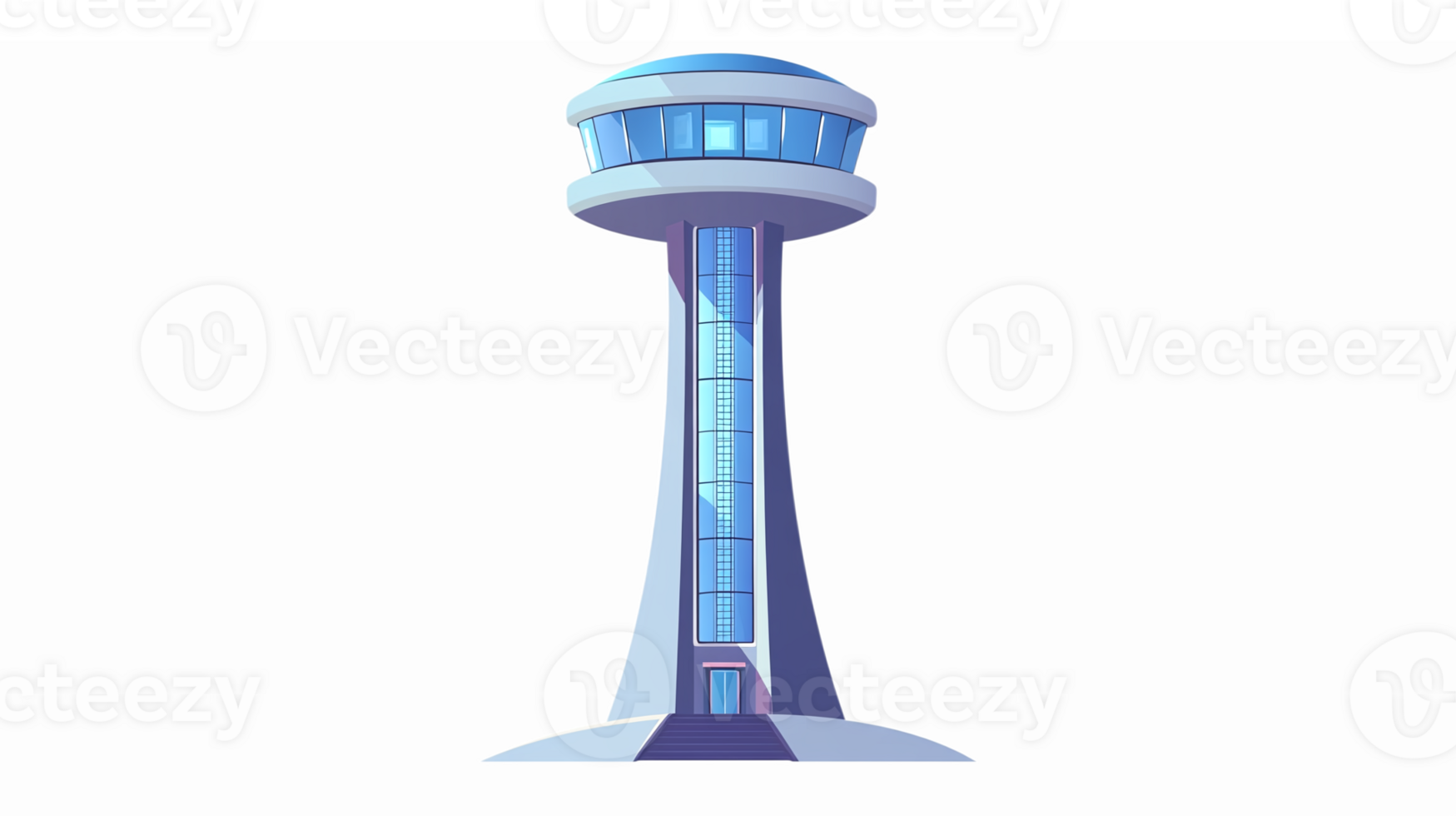Modern Airport Control Tower Illustration with Transparent Background png