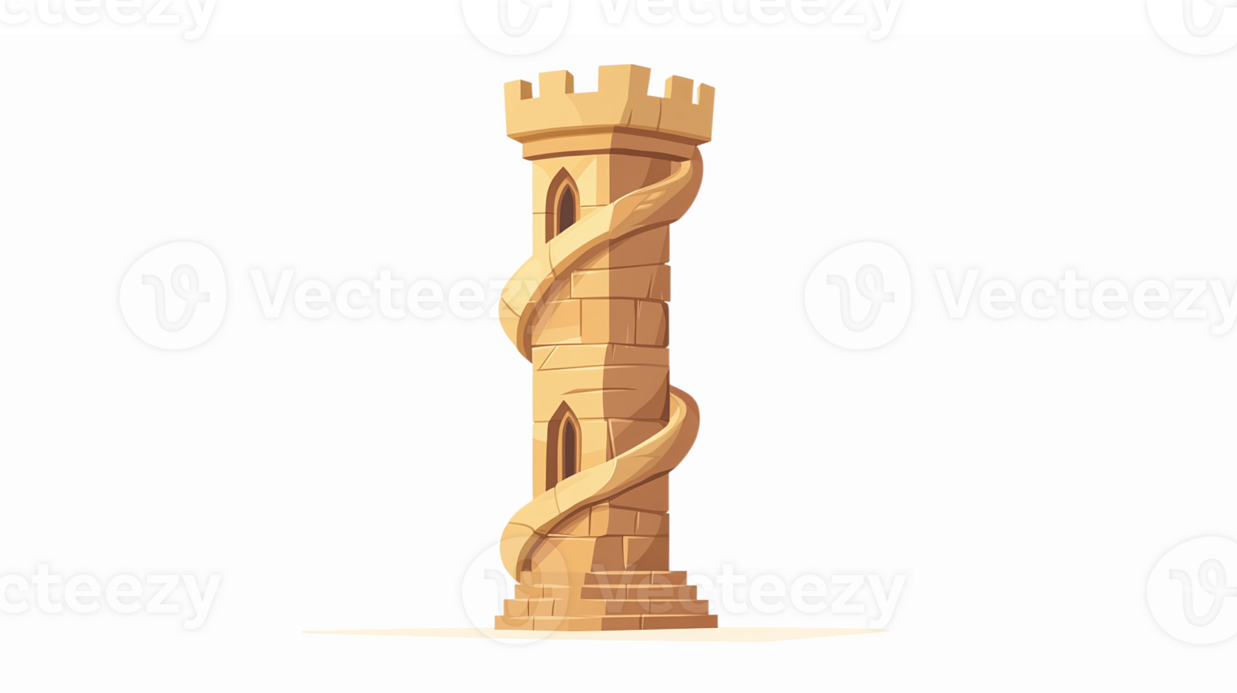 Classic Stone Tower with Spiraling Vine Design for Fantasy and Game Illustrations png