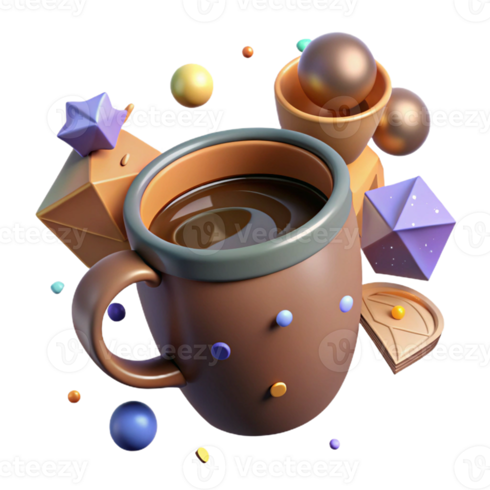 stunning vintage Realistic Coffee Mug Top View Isolated on Transparent Background detailed png