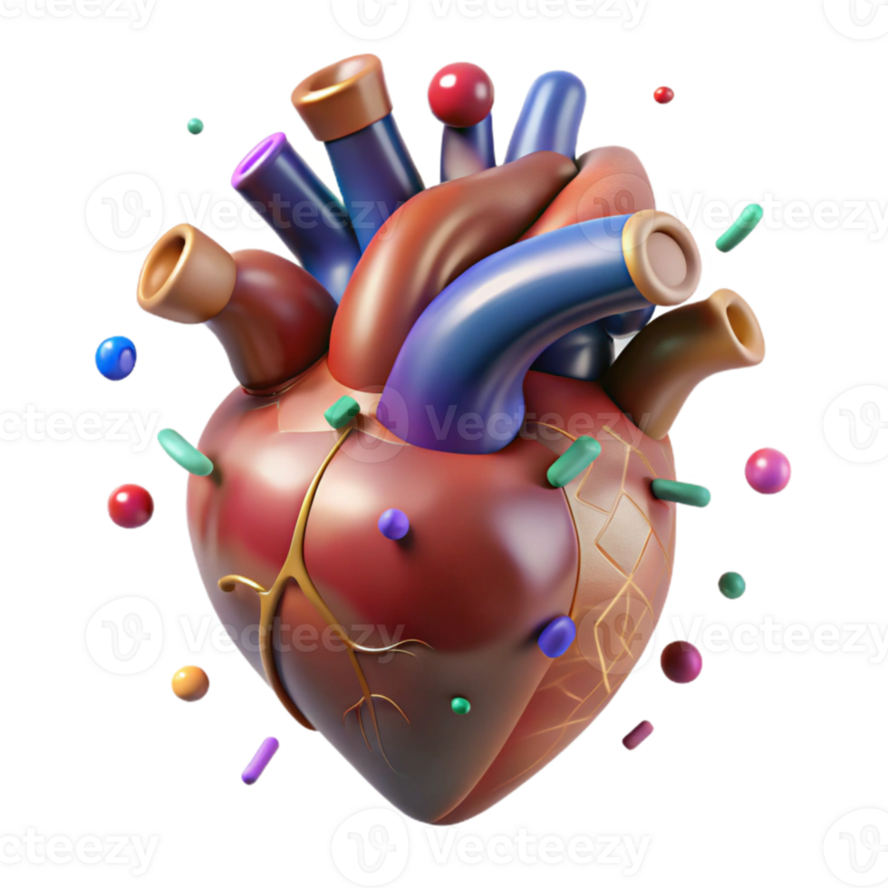 stunning classic Realistic Human Heart Front View Isolated png