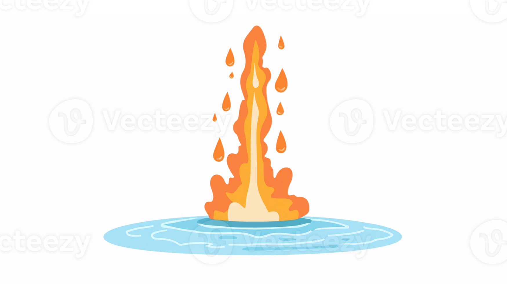 Dynamic Eruption of Flames and Water Splashing with Vibrant Orange and Blue Colors png