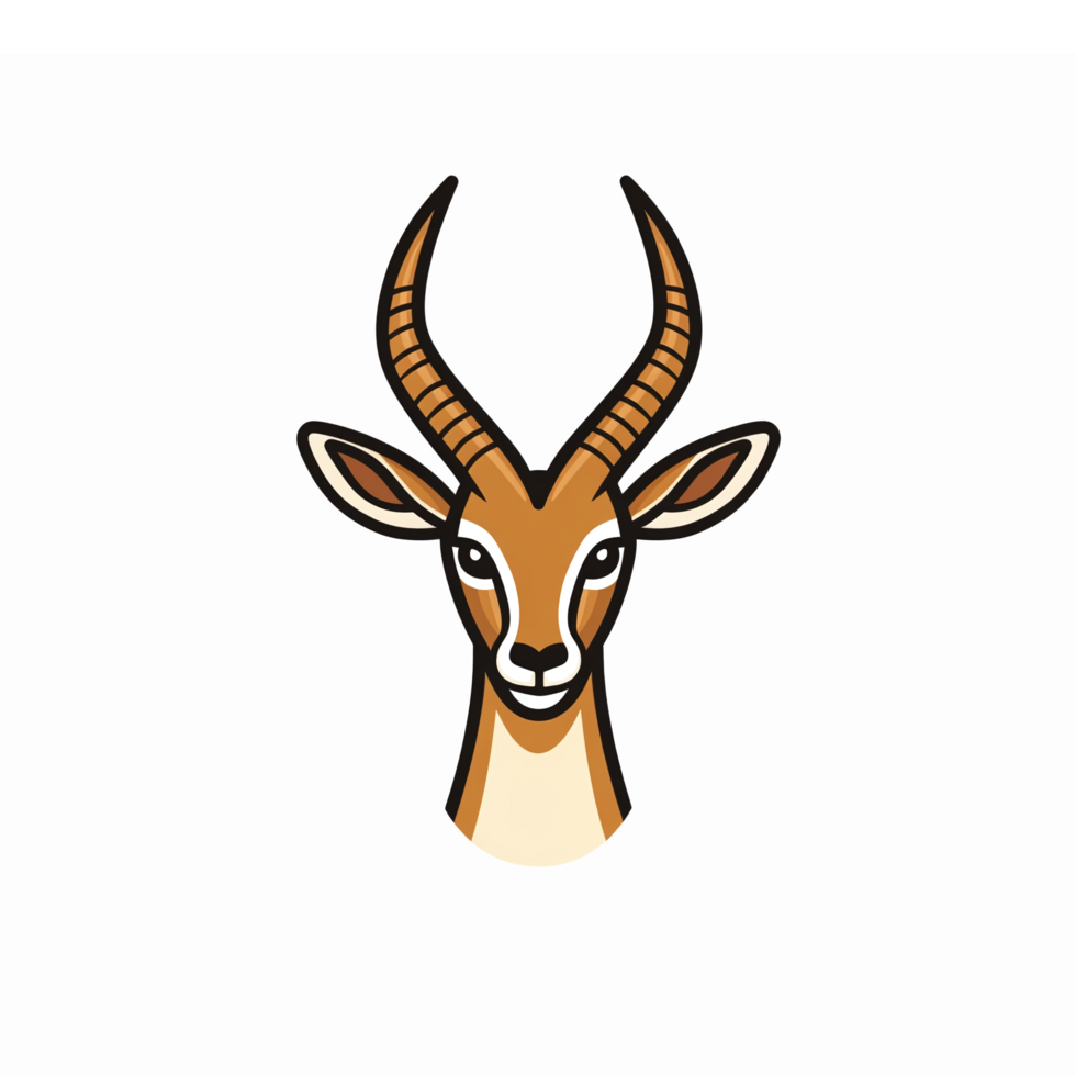 Detailed Stylized Antelope Head Illustration with Distinctive Features and Vibrant Colors png