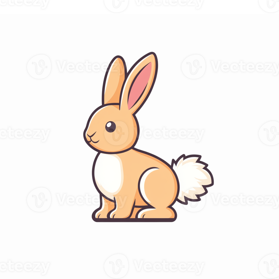 Cute Cartoon Rabbit Character with Fluffy Tail Sitting in a Playful Pose for Kids Designs png