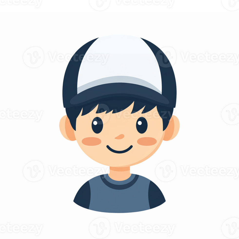 Cheerful Young Boy Character with Cap Smiling for Child-Focused Projects png