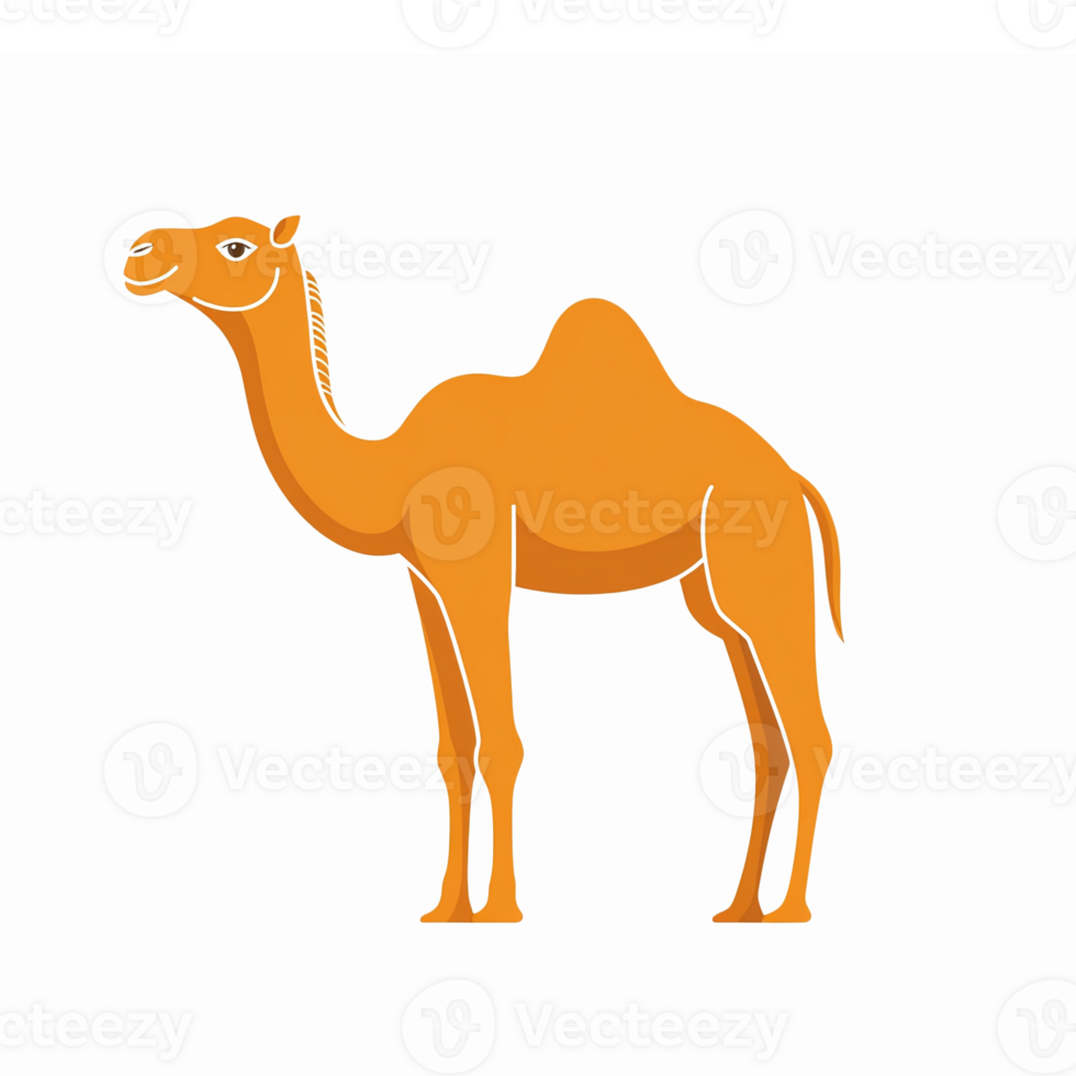 Stylized Cartoon Camel Illustration with Transparent Background for Travel and Desert Themes png