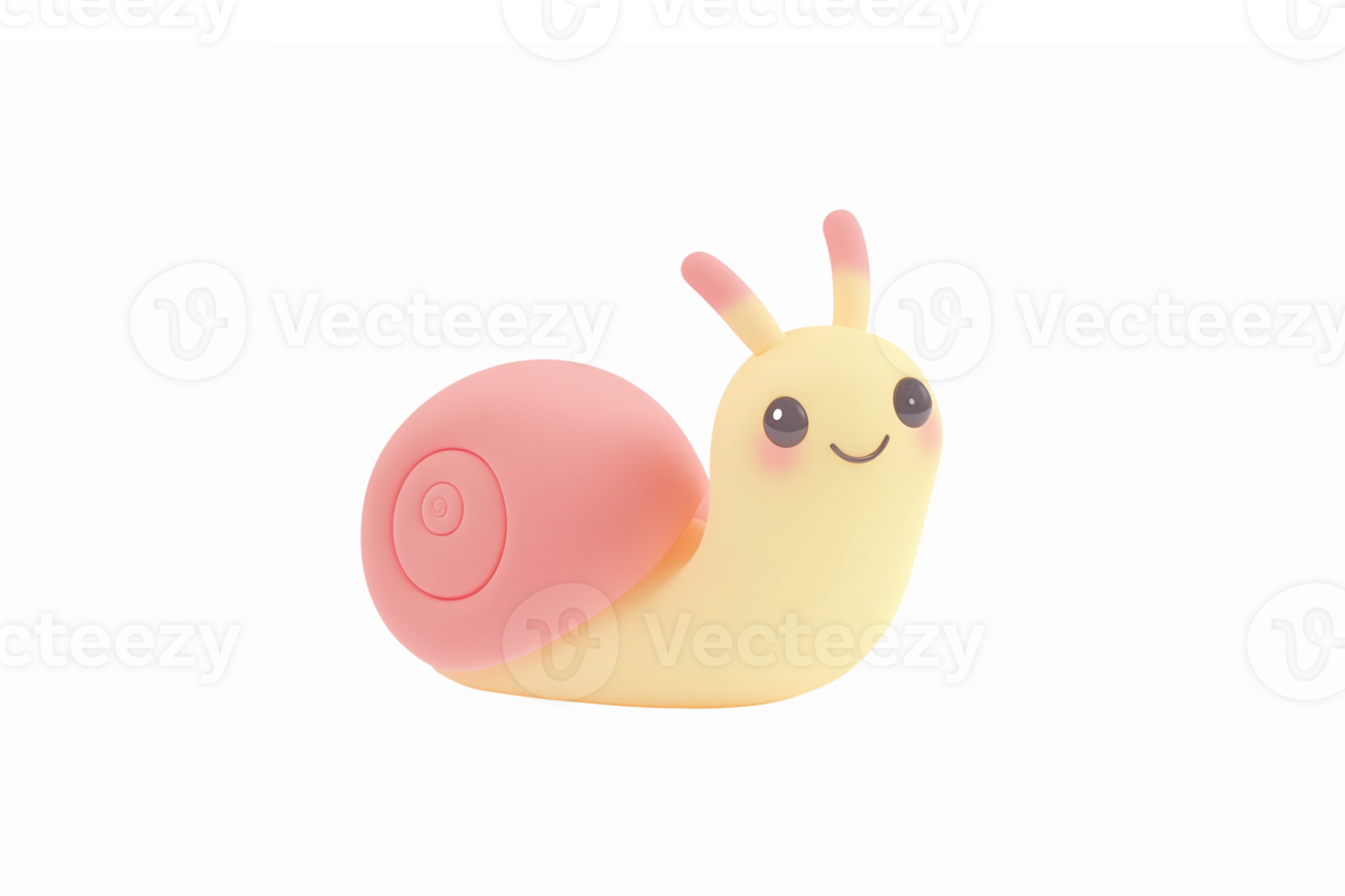 Cute Cartoon Snail Character with Pink Shell and Smiling Face on Transparent Background png