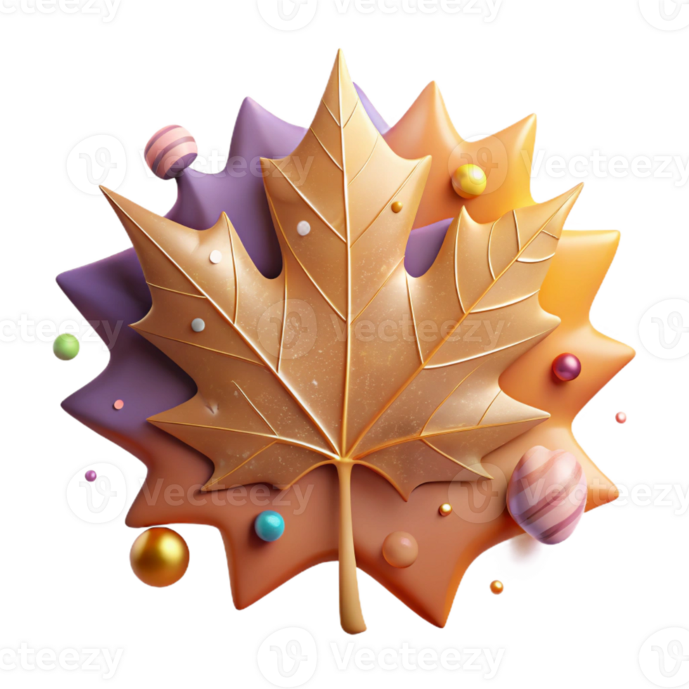 serene artistic Realistic Maple Leaf Cutout with Veins Isolated png
