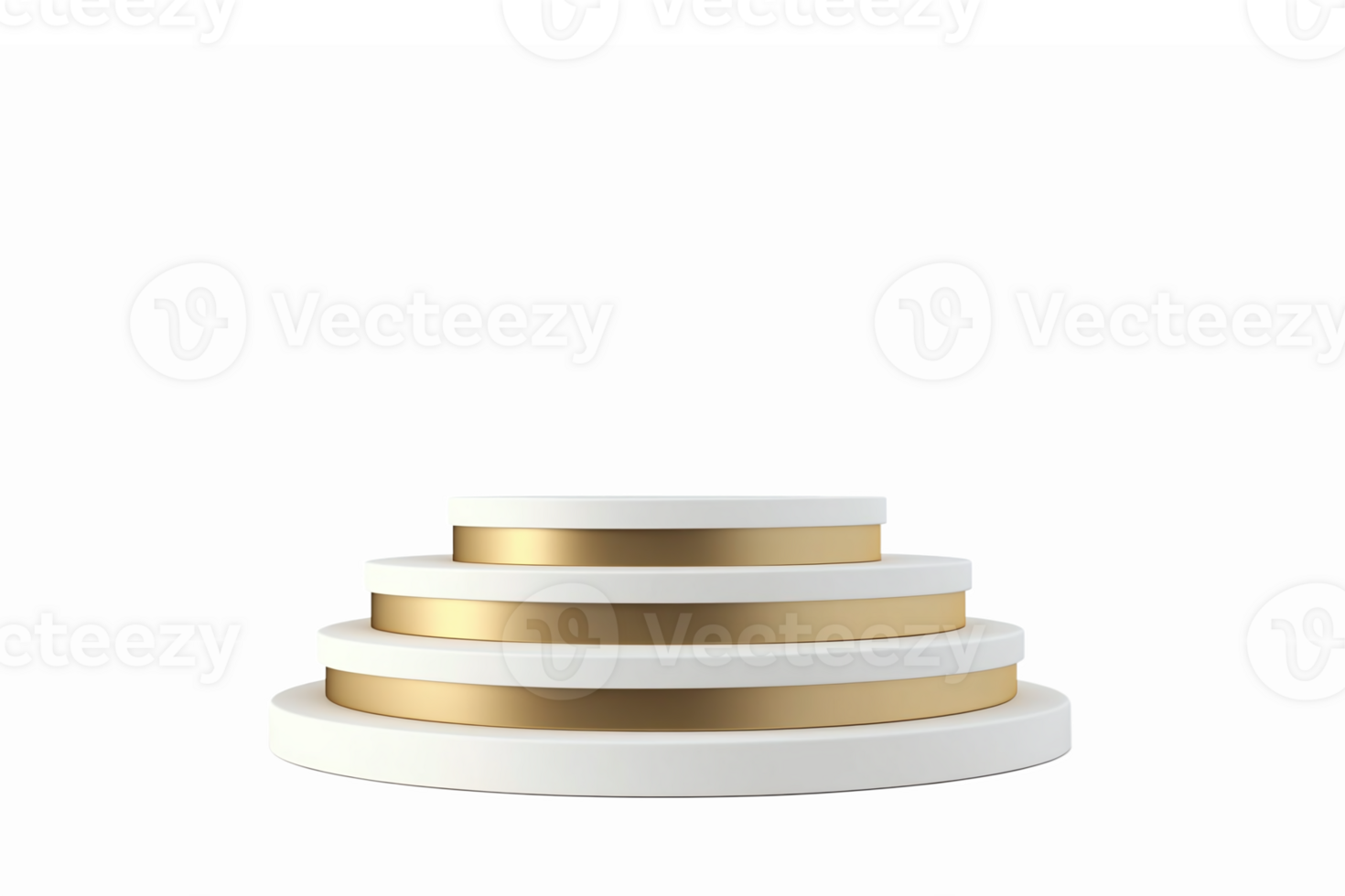 Modern Three Tier Display Pedestal with Elegant Gold Accents for Product Presentation png