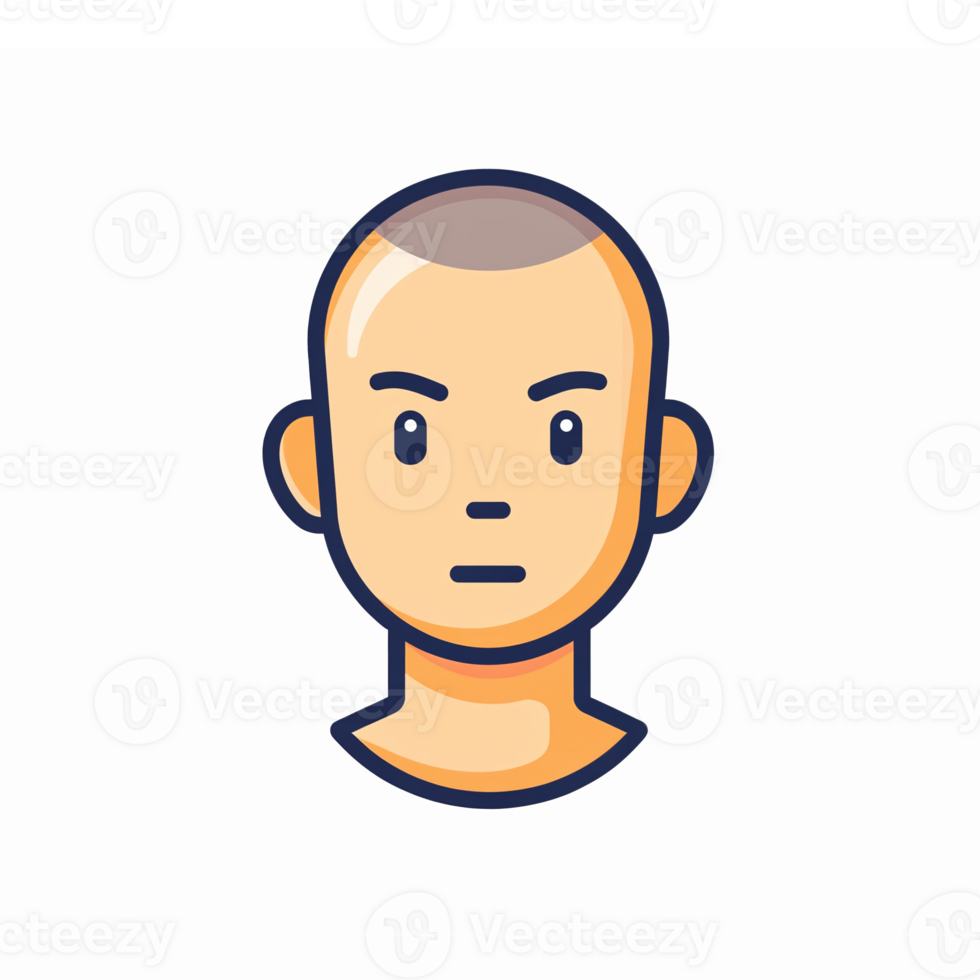 Cartoon Male Character with Short Hair and Neutral Expression on Transparent Background png