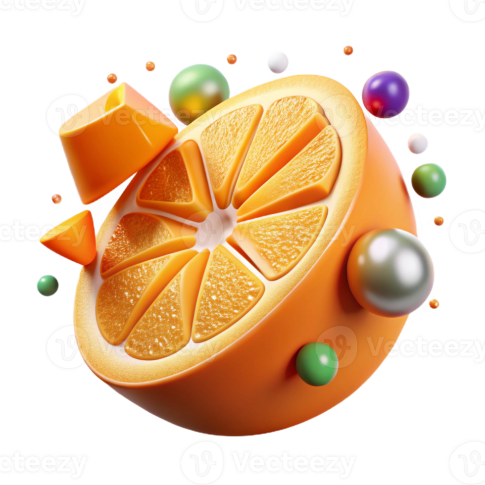 extraordinary vintage Realistic Orange Slice Isolated Cutout detailed png