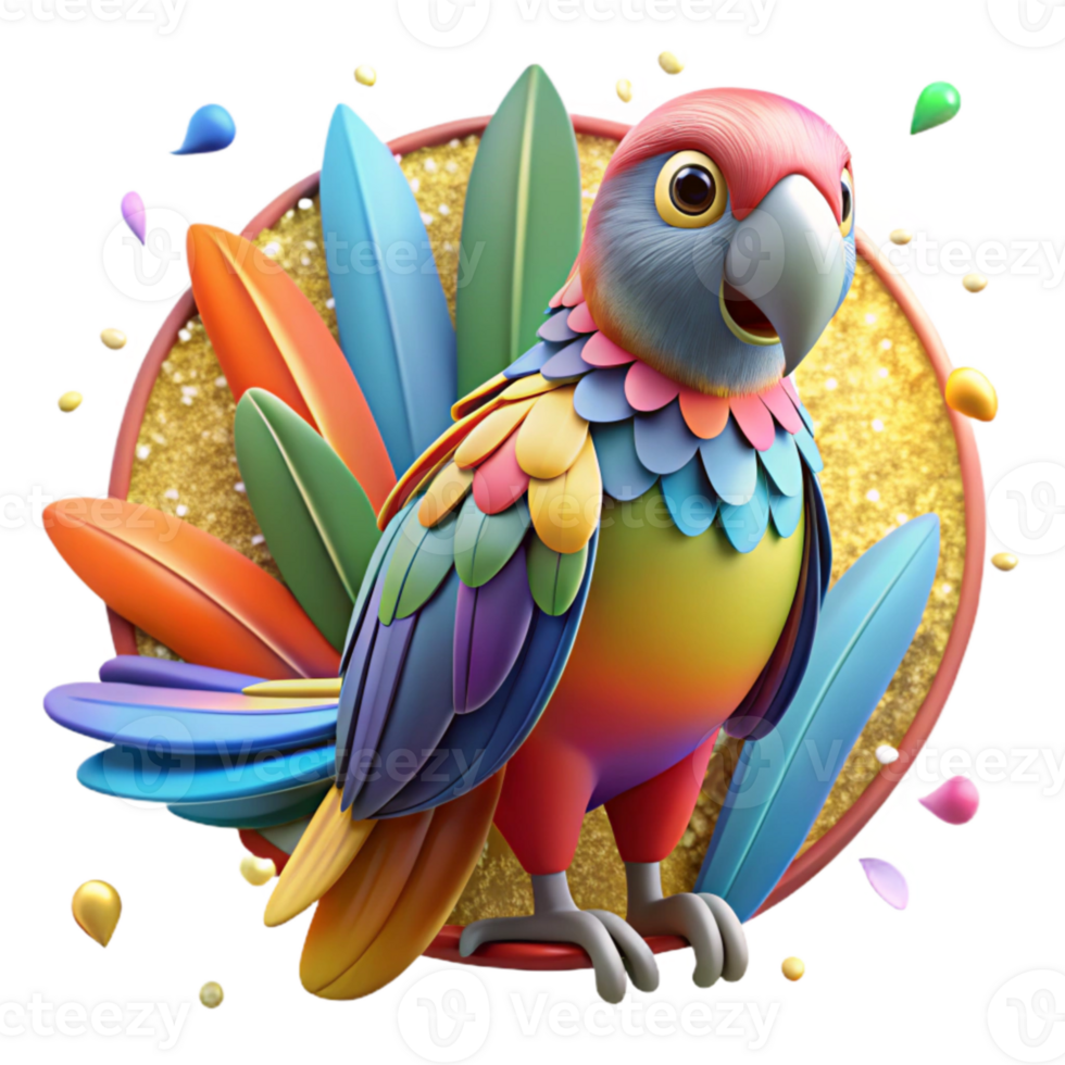 dramatic artistic Realistic Parrot Colorful Plumage Isolated high resolution png