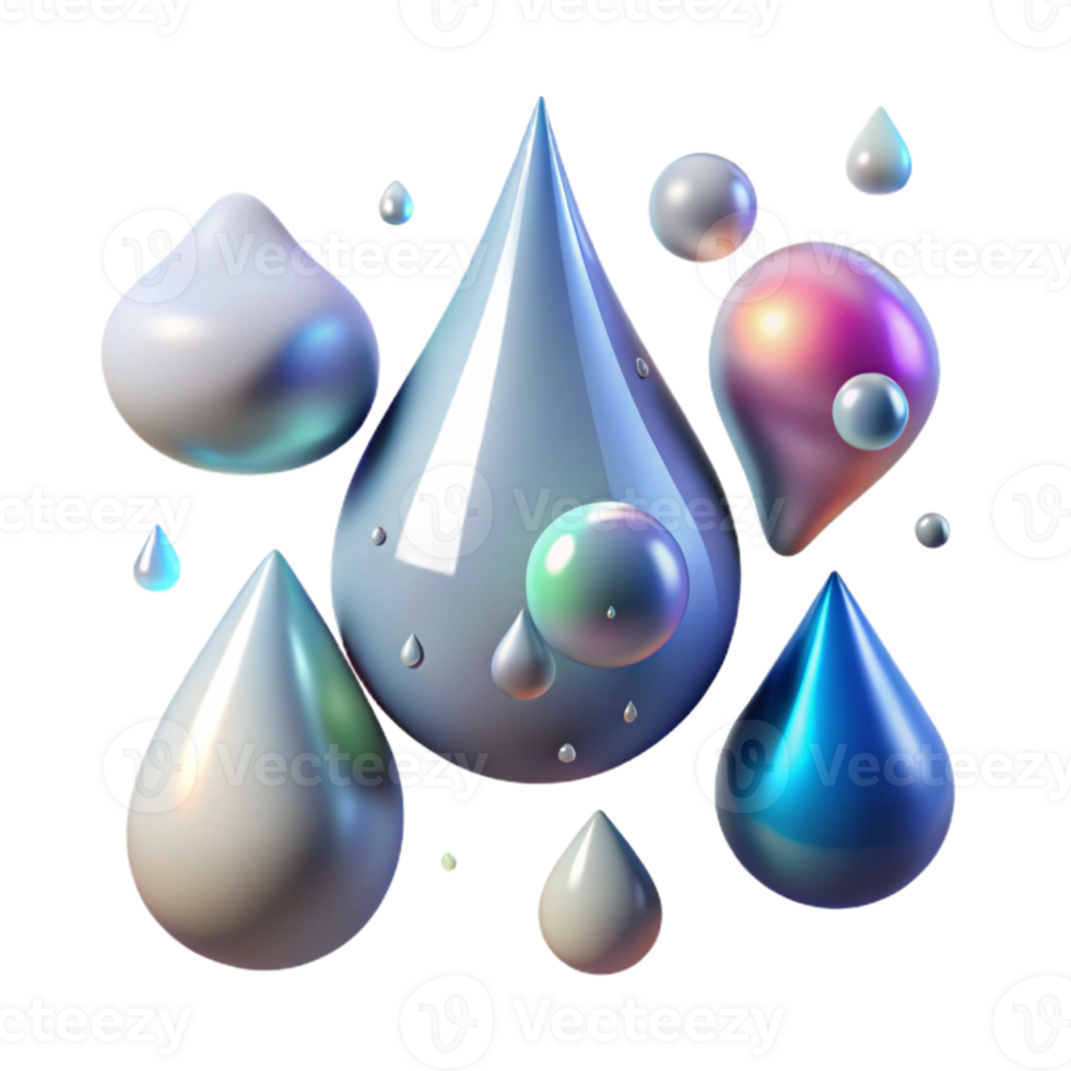 beautiful minimalist Realistic Rain Drop Set Isolated Transparent Background professional png