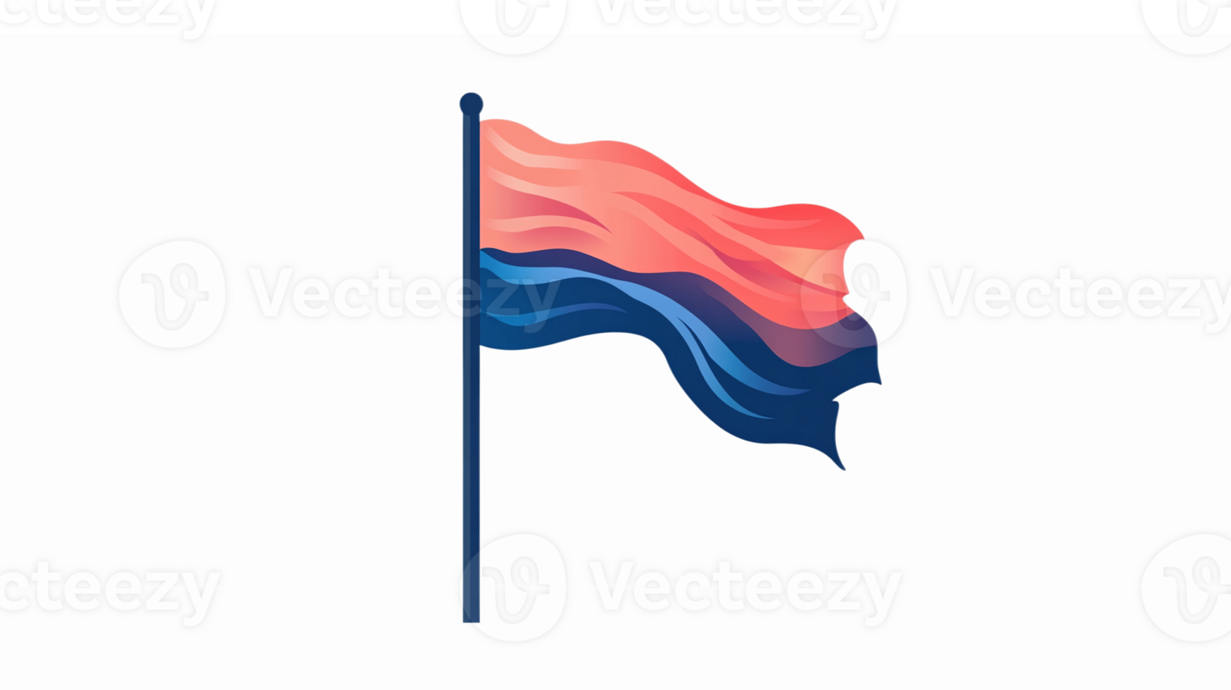 Waving Flag in Red Blue Gradient Colors on Transparent Background png