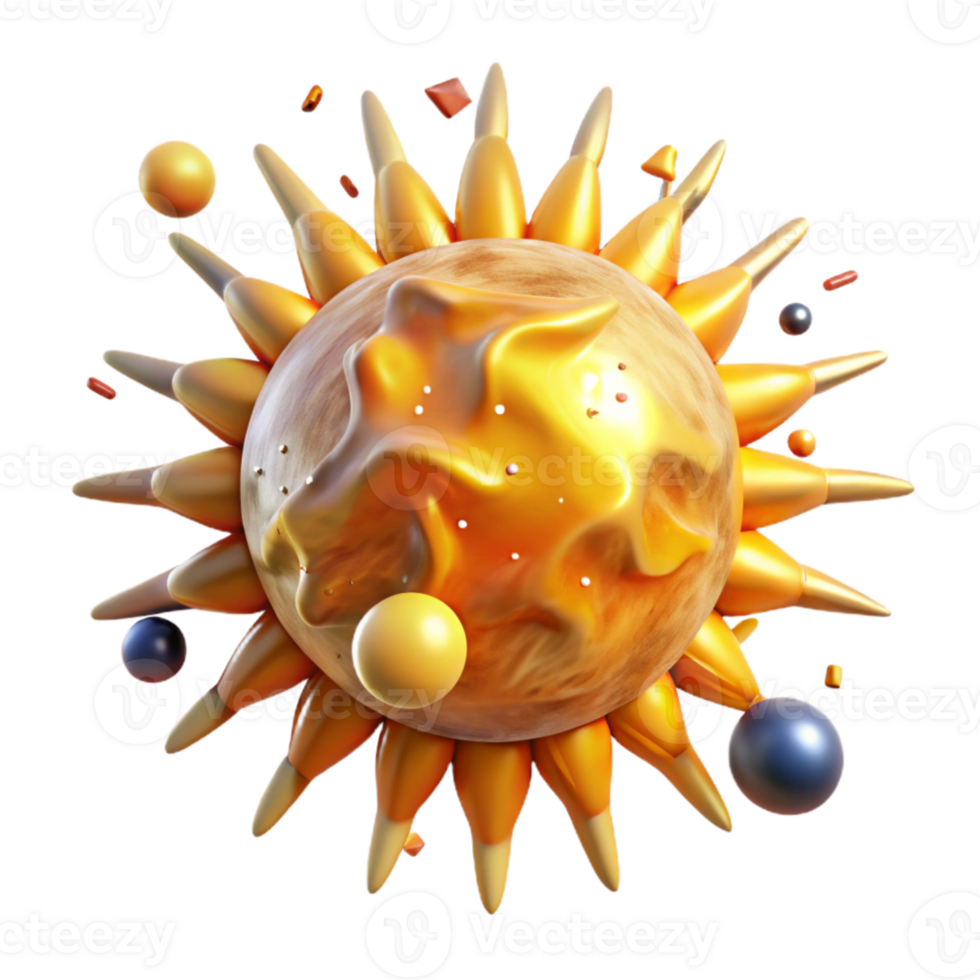 dramatic traditional Realistic Sun with Solar Flares Cutout Isolated detailed png