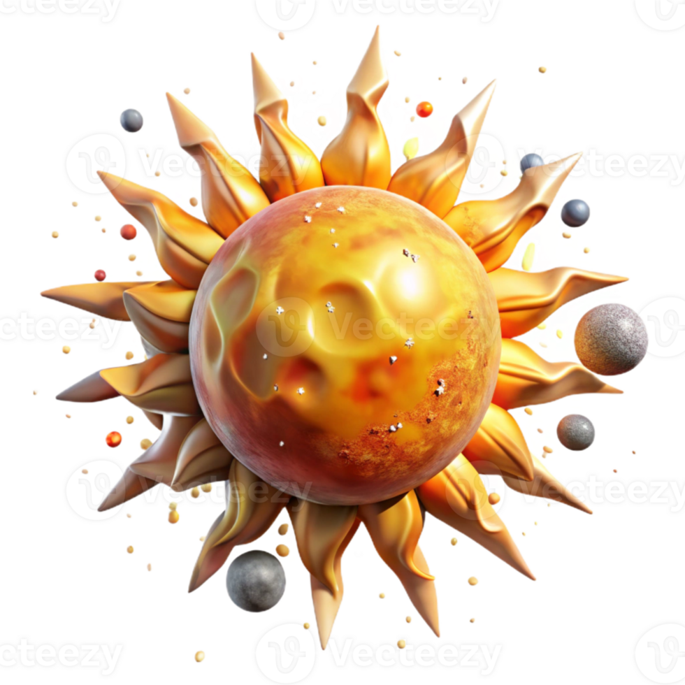 serene modern Realistic Sun with Solar Flares Cutout Isolated original png