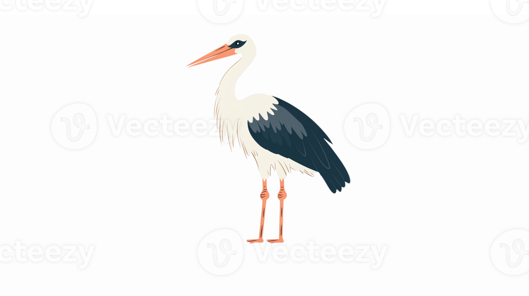 Elegant White Stork Illustration with Transparent Background for Nature and Wildlife Themes png