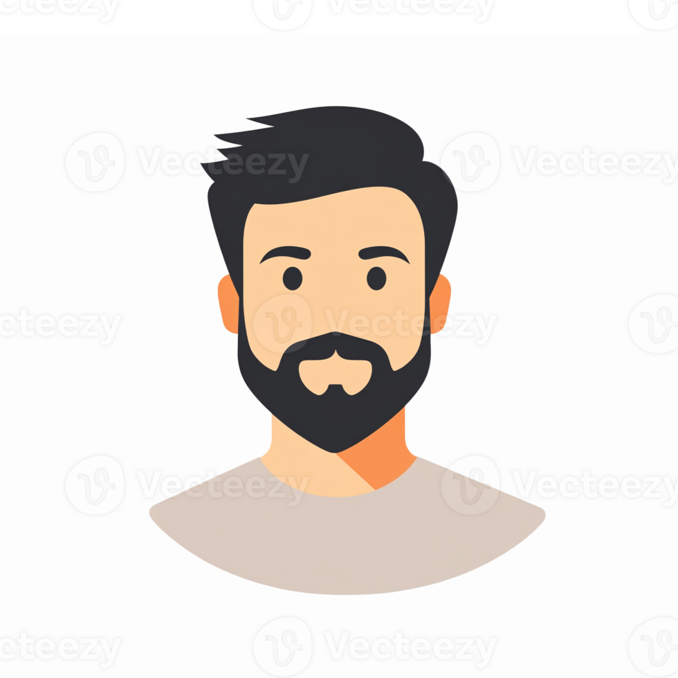 Stylish Young Man with Beard and Casual Shirt Portrait Illustration png
