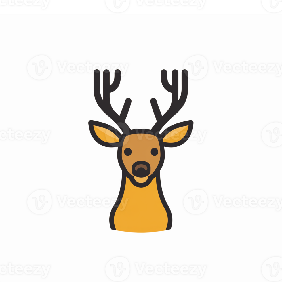 Stylized Deer Head Illustration with Antlers Ideal for Nature Themed Designs and Prints png