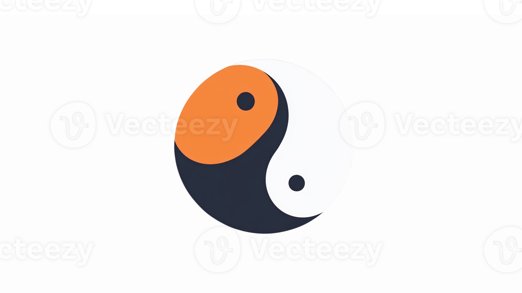 Yin Yang Symbol with Orange and Black Elements on Transparent Background for Balance and Harmony png