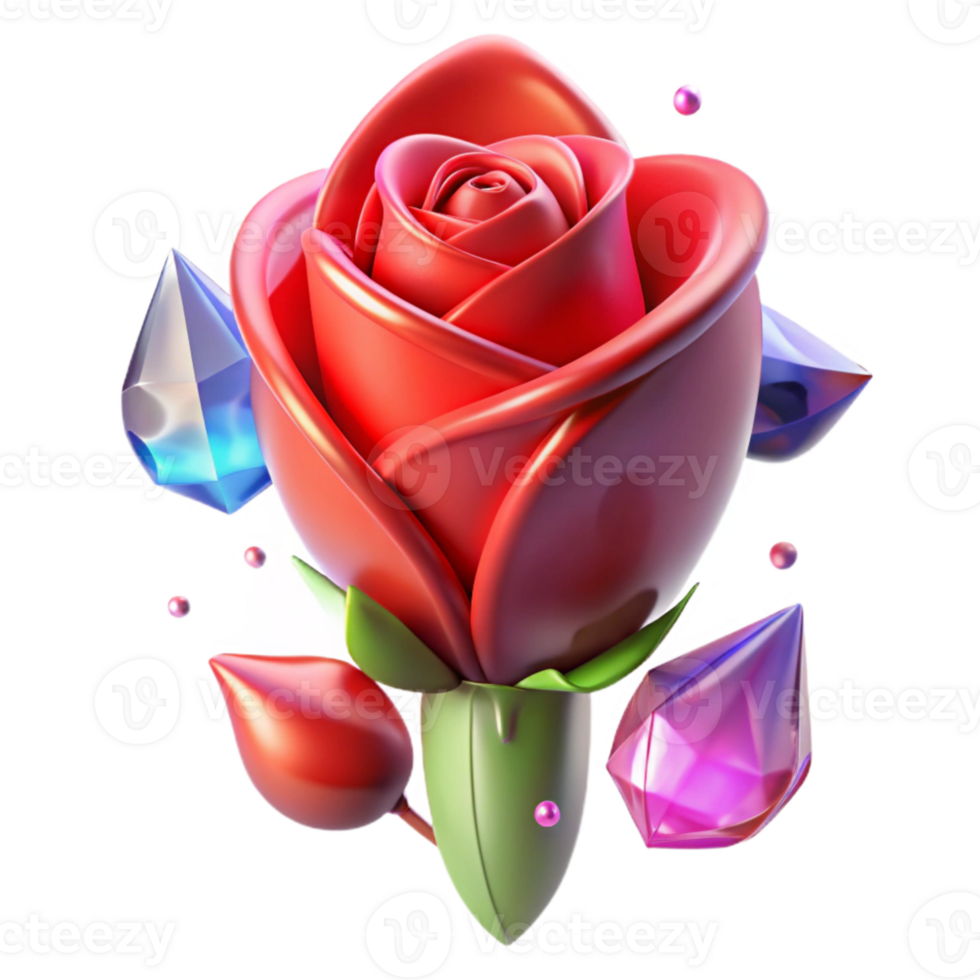 serene modern Red Rose Bud Side View Isolated on Transparent Background authentic png