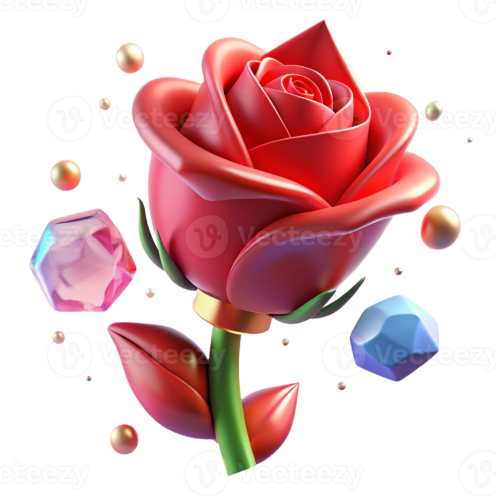 dramatic creative Red Rose Bud Side View Isolated on Transparent Background png