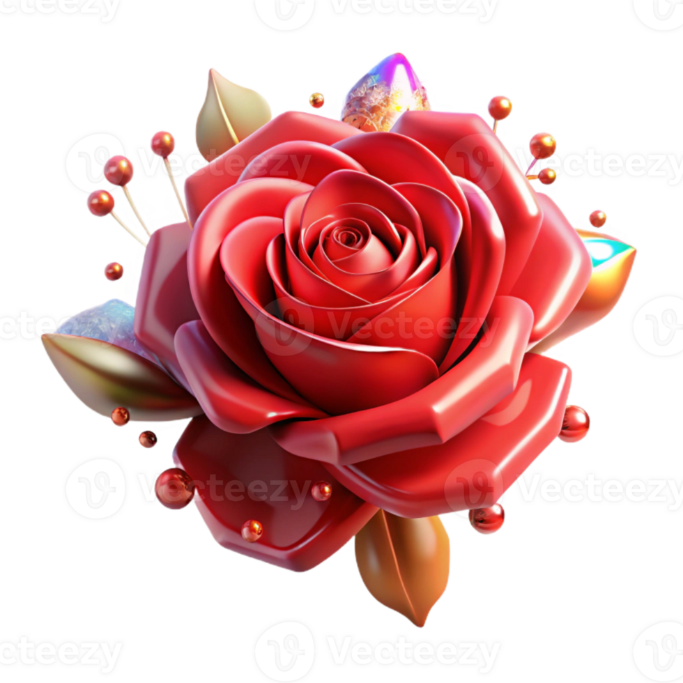 dramatic rustic Red Rose Full Bloom Front View Isolated genuine png