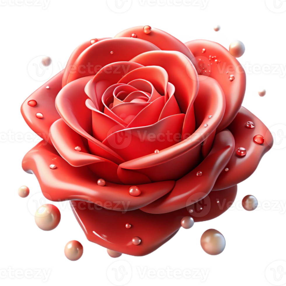 vibrant minimalist Red Rose Cutout Isolated on Transparent Background high quality png