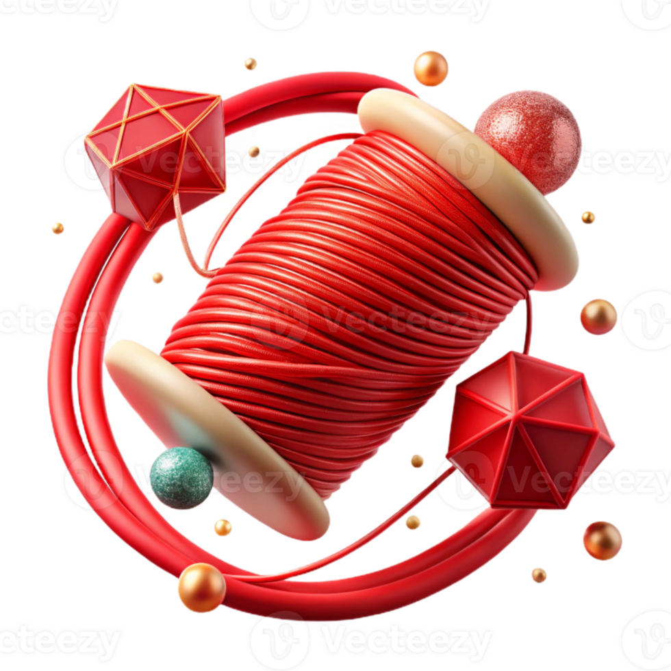 beautiful contemporary Red Thread Top View Isolated authentic png