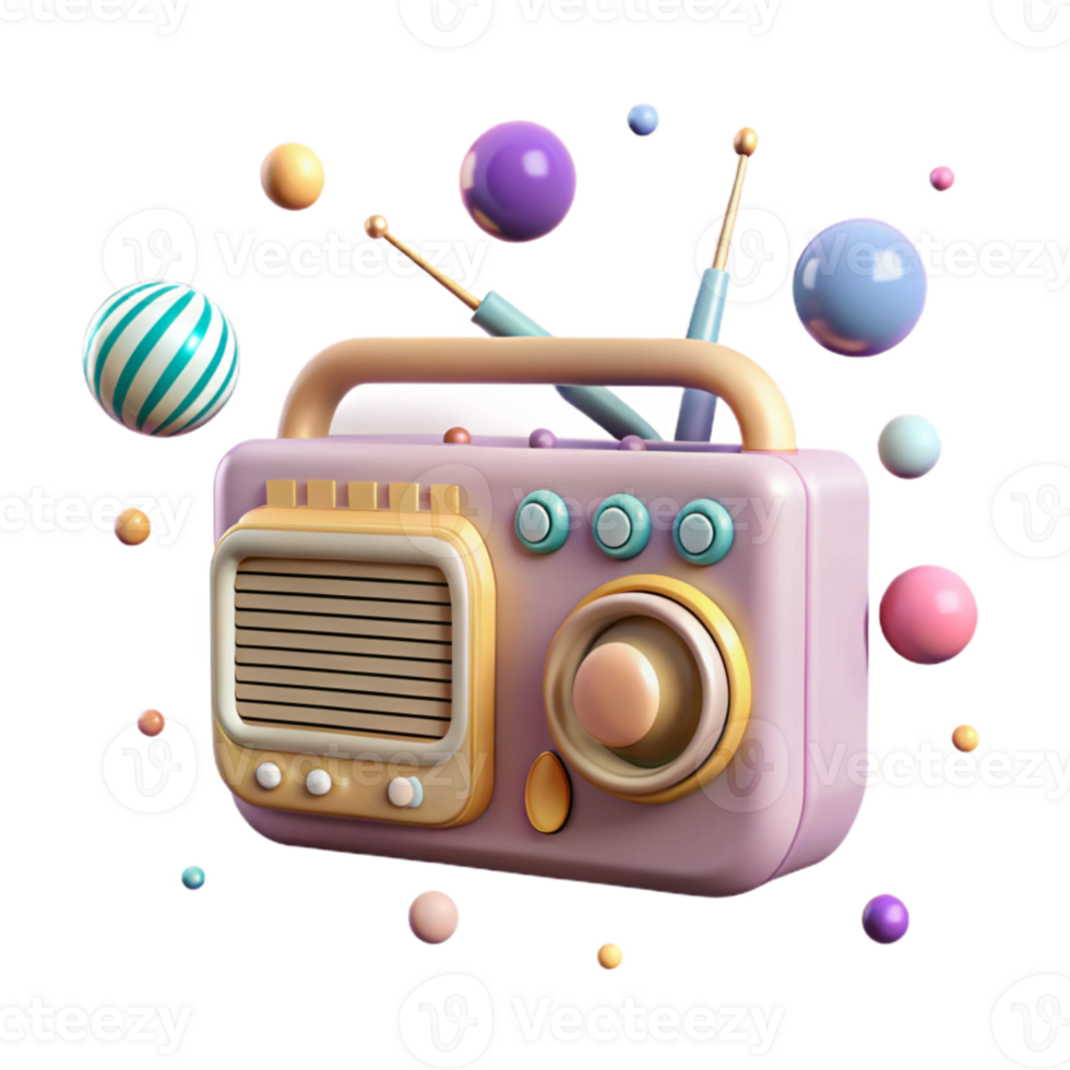 stunning creative Retro Radio Front View with Knobs Isolated png