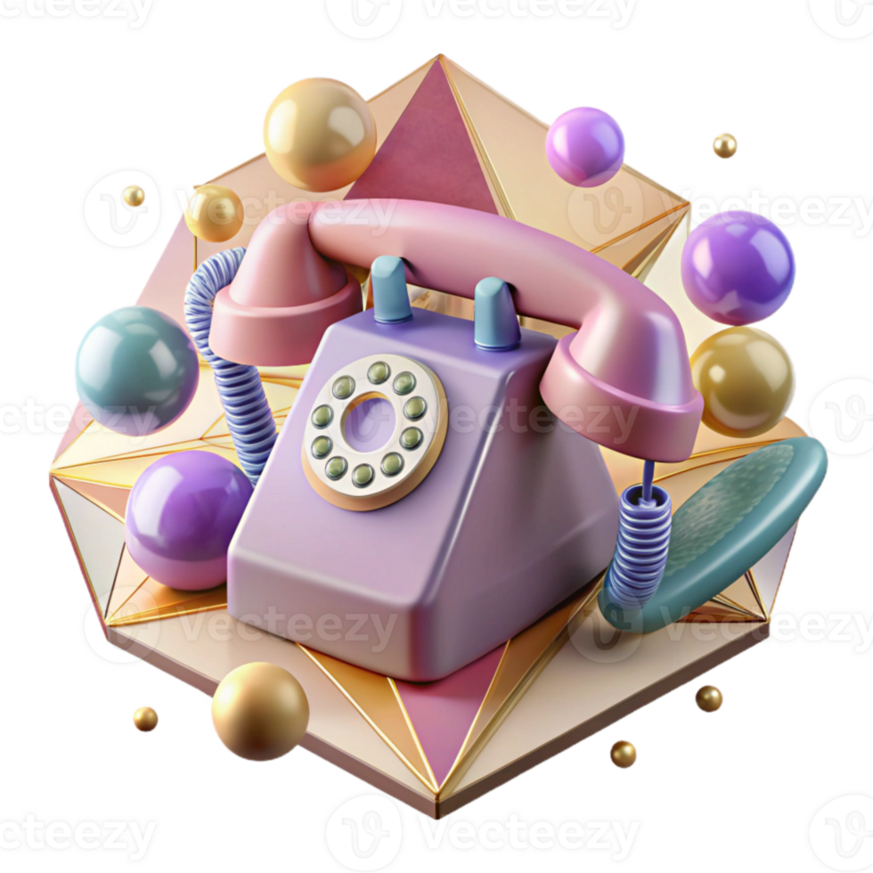 vibrant artistic Retro Telephone Cutout with Rotary Dial original png