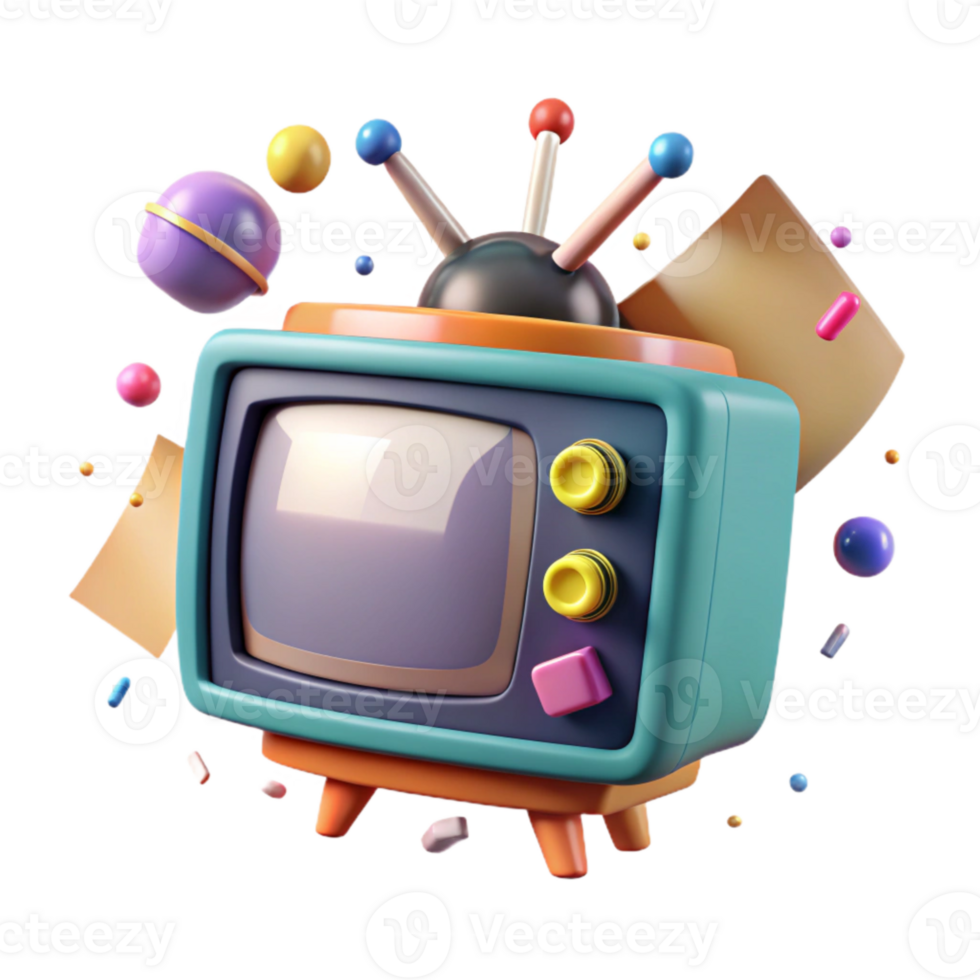 wonderful modern Retro Television Cutout Front View Isolated high resolution png