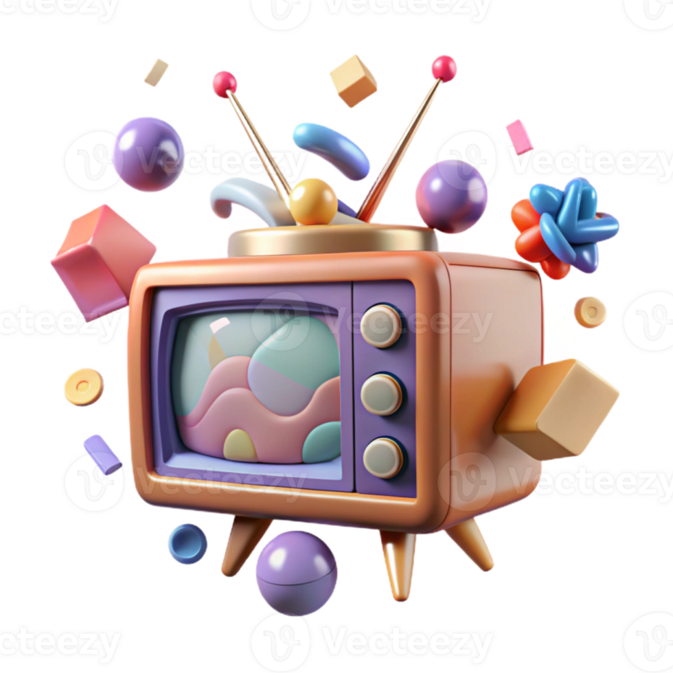 dramatic abstract Retro Television Set with Antenna Transparent Background original png